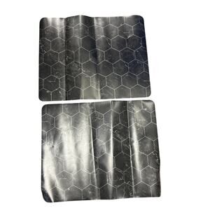 Set of Two 29" by 36" Black Marble Print Hexagon Gamer Role Playing Table Mats